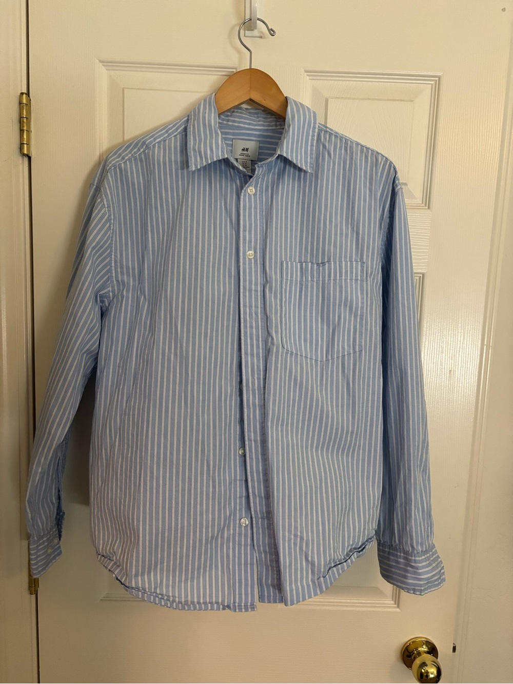 H&M Light Blue and White Vertical Stripe Button-Down Shirt